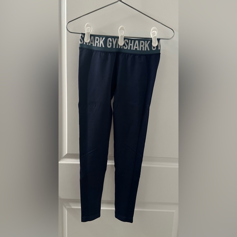 Gymshark Flex High Waisted Seamless Leggings Navy Blue Teal Womens Size Medium
